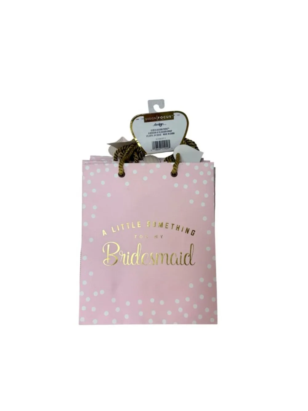 Bridesmaid Gift Bags Set of 6 Pink Polka Dot Bridal Shower Wedding Favor